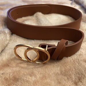 Susan Graver Brown Belt with Gold Rings